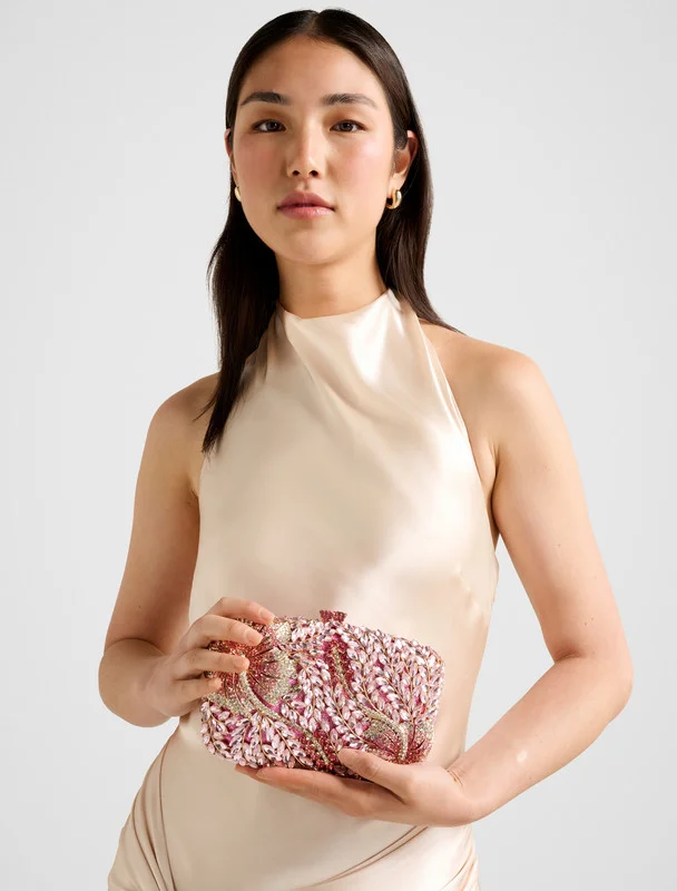 فورايفر نيو EVERLY Orchid Embellished Clasp Clutch